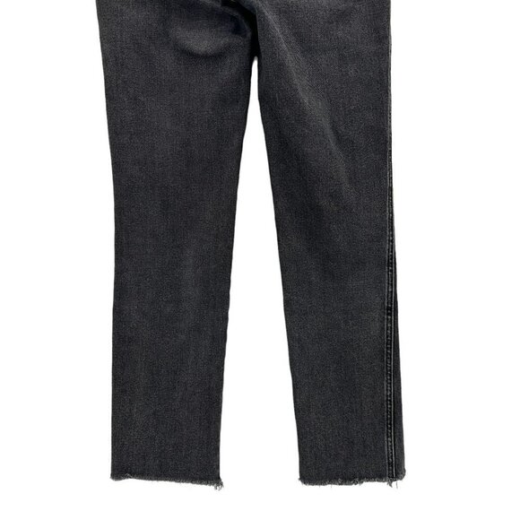 Free People Straight Slim Distressed Gray Raw Hem Ankle Denim Jeans Womens 25 - Picture 6 of 9